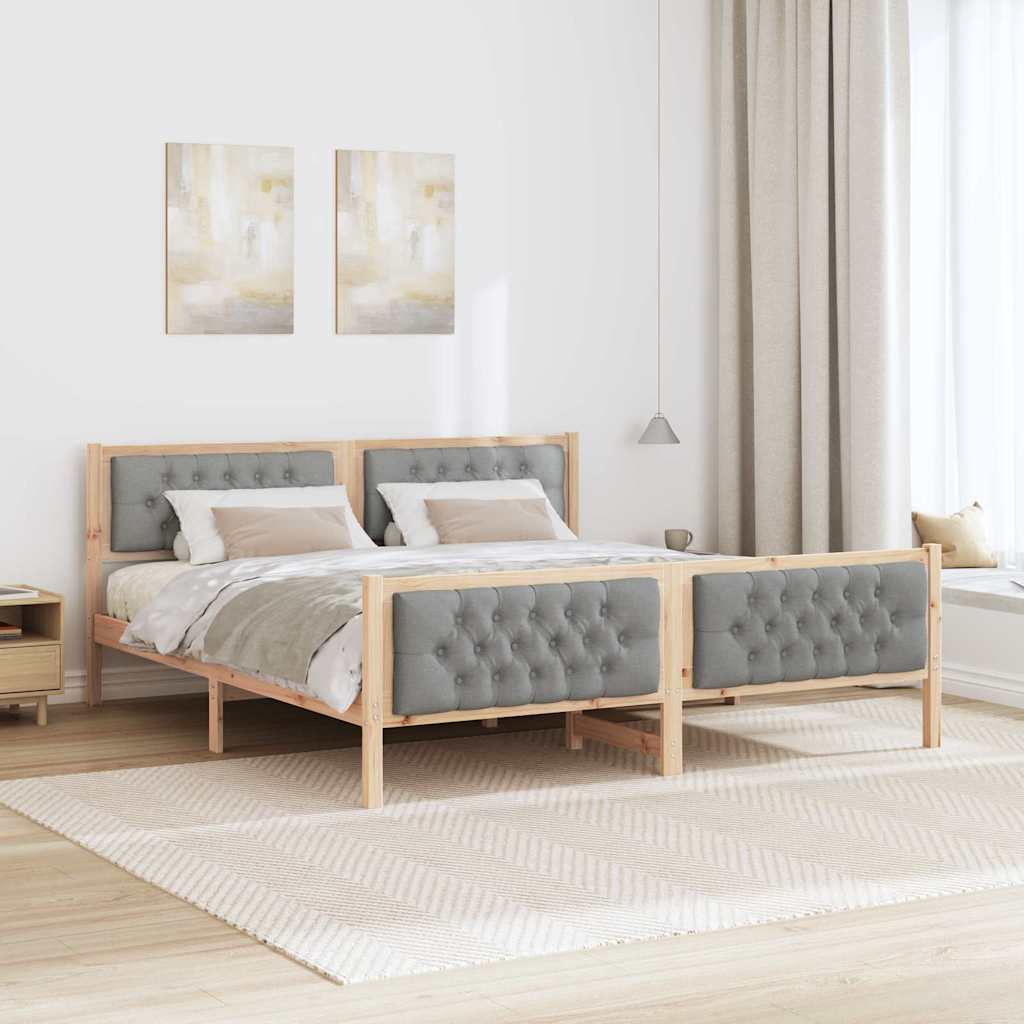 vidaXL Bed Frame Light Grey 180 x 200 cm Solid Pine Wood