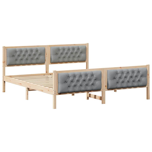 vidaXL Bed Frame Light Grey 180 x 200 cm Solid Pine Wood