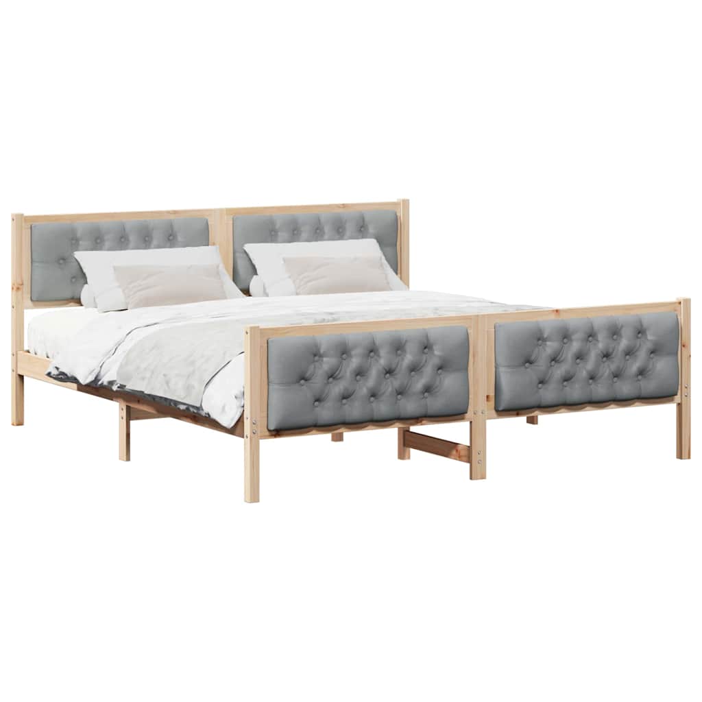 vidaXL Bed Frame Light Grey 180 x 200 cm Solid Pine Wood