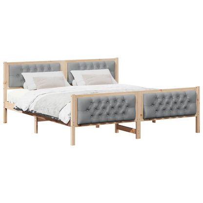 vidaXL Bed Frame Light Grey 180 x 200 cm Solid Pine Wood