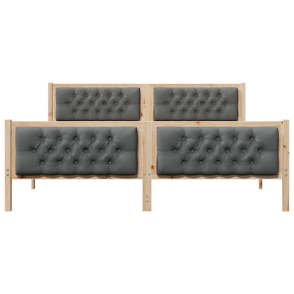 vidaXL Bed Frame with Headboard Dark Grey 180 x 200 cm Solid Pine Wood