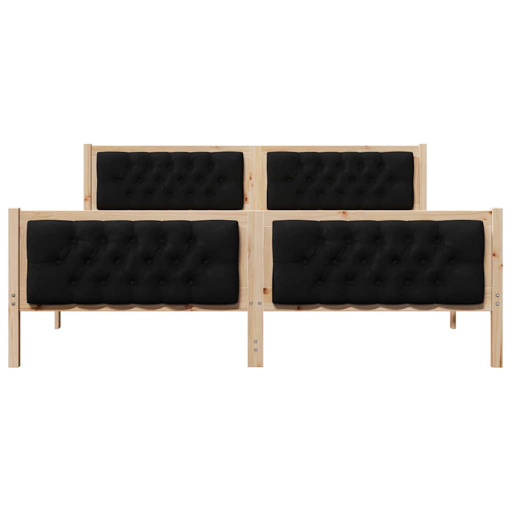 vidaXL Bed Frame with Headboard Black 180 x 200 cm Solid Pine Wood