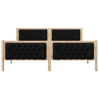 vidaXL Bed Frame with Headboard Black 180 x 200 cm Solid Pine Wood