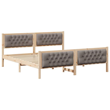 vidaXL Bed Frame with Headboard Taupe 180 x 200 cm Solid Pine Wood
