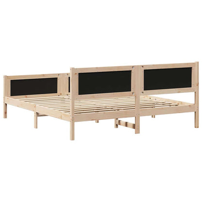 vidaXL Bed Frame with Headboard Taupe 180 x 200 cm Solid Pine Wood