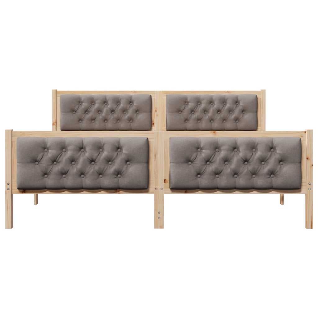 vidaXL Bed Frame with Headboard Taupe 180 x 200 cm Solid Pine Wood