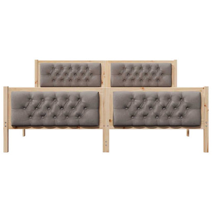 vidaXL Bed Frame with Headboard Taupe 180 x 200 cm Solid Pine Wood