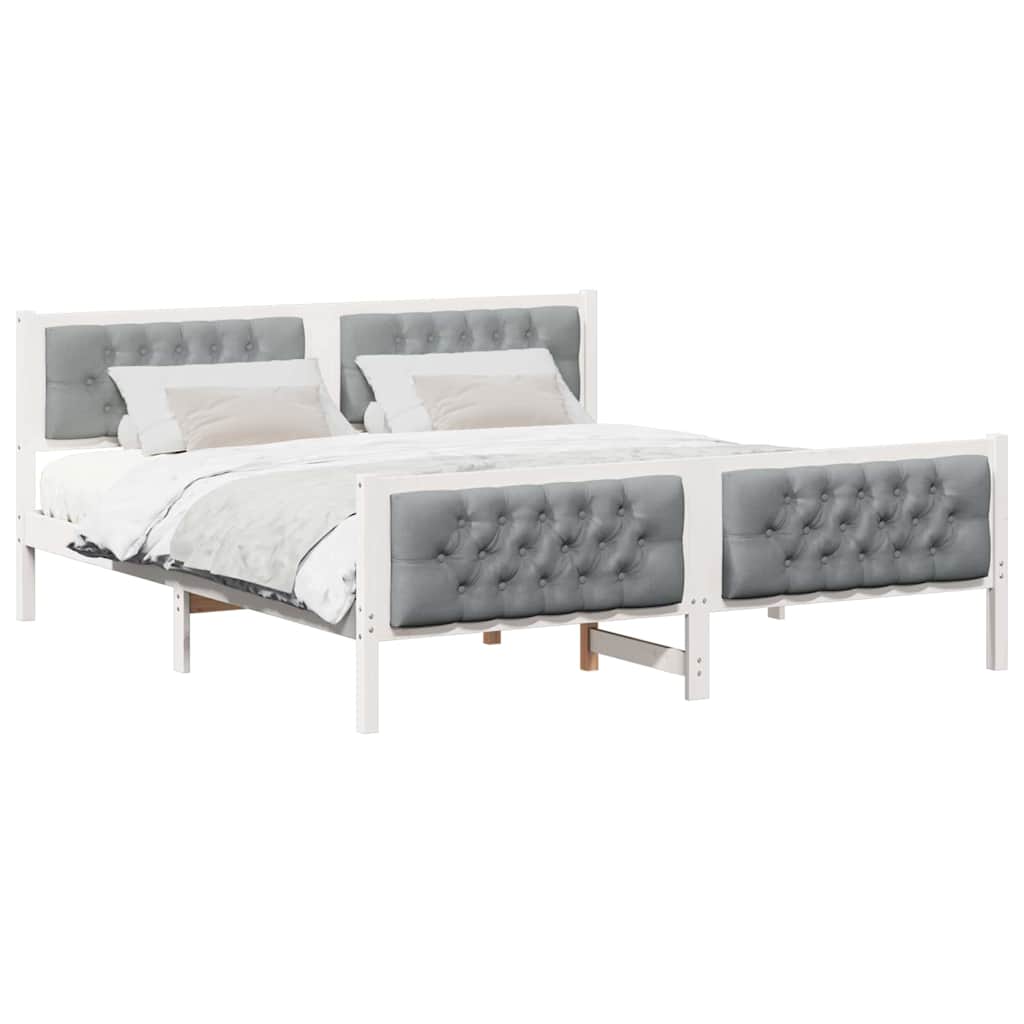 vidaXL Bed Frame Light Grey 180 x 200 cm Solid Pine Wood