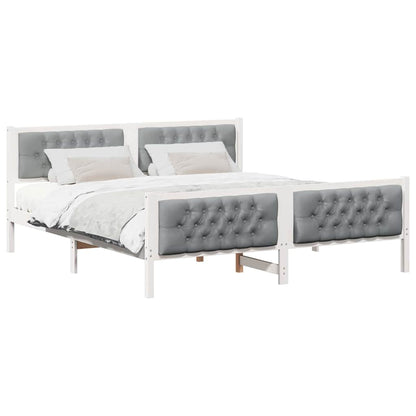 vidaXL Bed Frame Light Grey 180 x 200 cm Solid Pine Wood