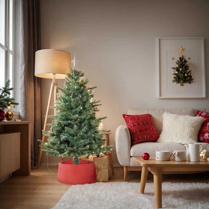 vidaXL ChristmasTreeSkirt Red Ø 65 x 24 cm Plastic