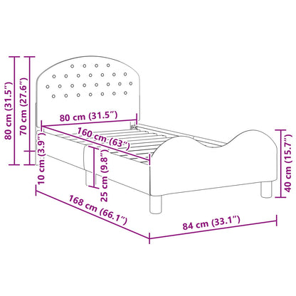 vidaXL Children's Bed Frame with Headboard Purple 80 x 160 cm Velvet