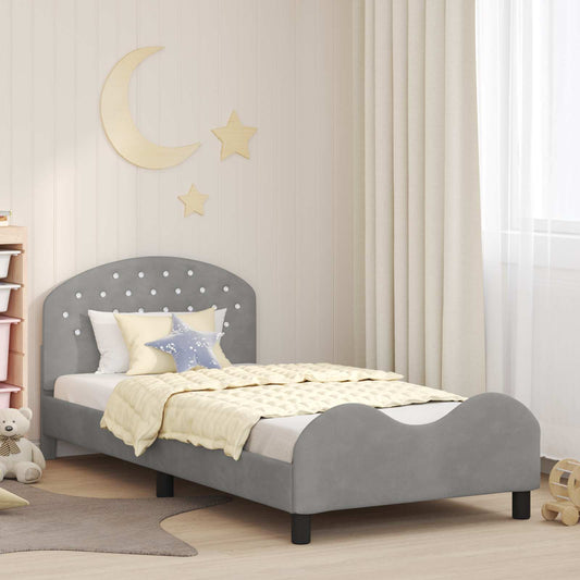 vidaXL Children's Bed Frame with Headboard Light Grey 90 x 190 cm