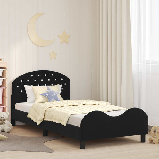vidaXL Children's Bed Frame with Headboard Black 90 x 190 cm Velvet