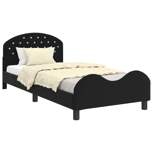 vidaXL Children's Bed Frame with Headboard Black 90 x 190 cm Velvet