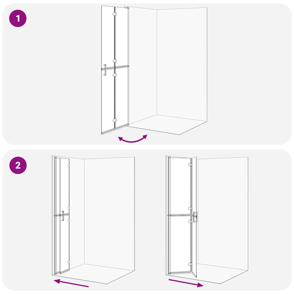 vidaXL Walk-In Shower Wall Folding Black 70 x 6.5 x 190 cm