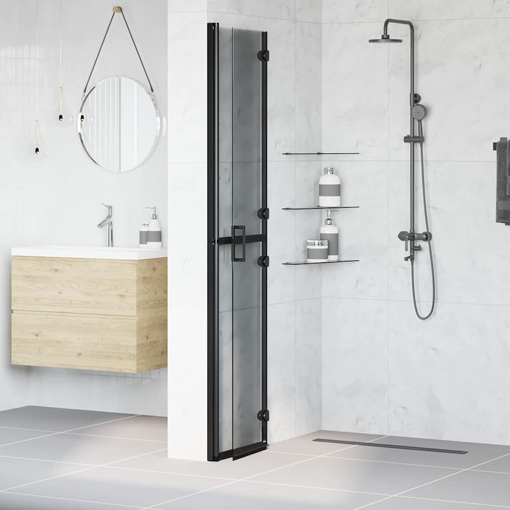 vidaXL Walk-In Shower Wall Folding Black 80 x 6.5 x 190 cm