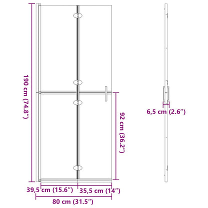 vidaXL Walk-In Shower Wall Folding Black 80 x 6.5 x 190 cm