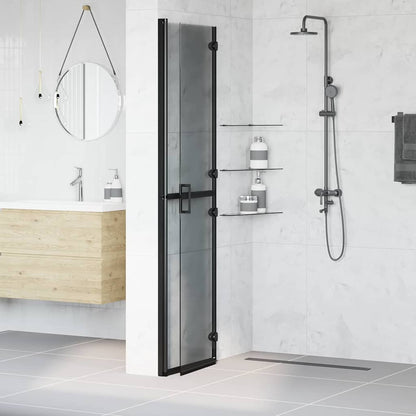 vidaXL Walk-In Shower Wall Folding Black 100 x 6.5 x 190 cm