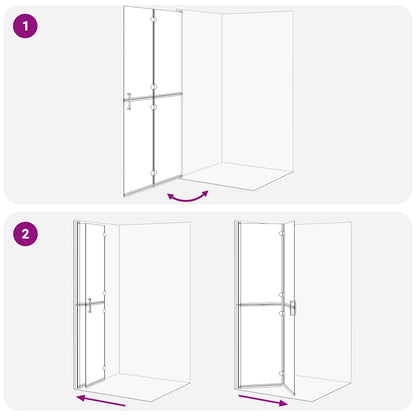 vidaXL Walk-In Shower Wall Folding Black 100 x 6.5 x 190 cm