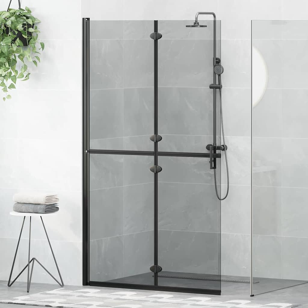 vidaXL Walk-In Shower Wall Folding Black 110 x 6.5 x 190 cm