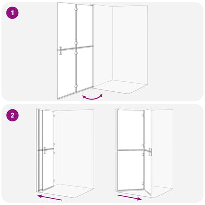 vidaXL Walk-In Shower Wall Folding Black 120 x 6.5 x 190 cm