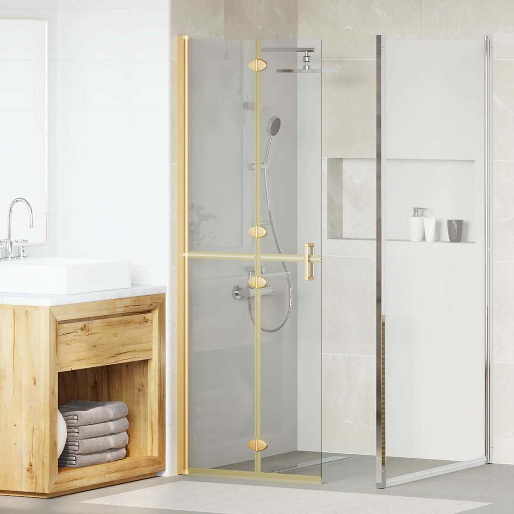 vidaXL Walk-In Shower Wall Folding Gold 70 x 6.5 x 190 cm