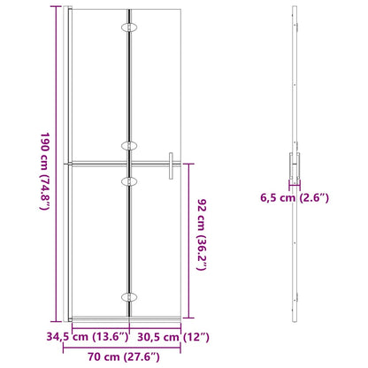 vidaXL Walk-In Shower Wall Folding Gold 70 x 6.5 x 190 cm