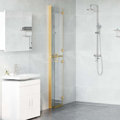 vidaXL Walk-In Shower Wall Folding Gold 80 x 6.5 x 190 cm