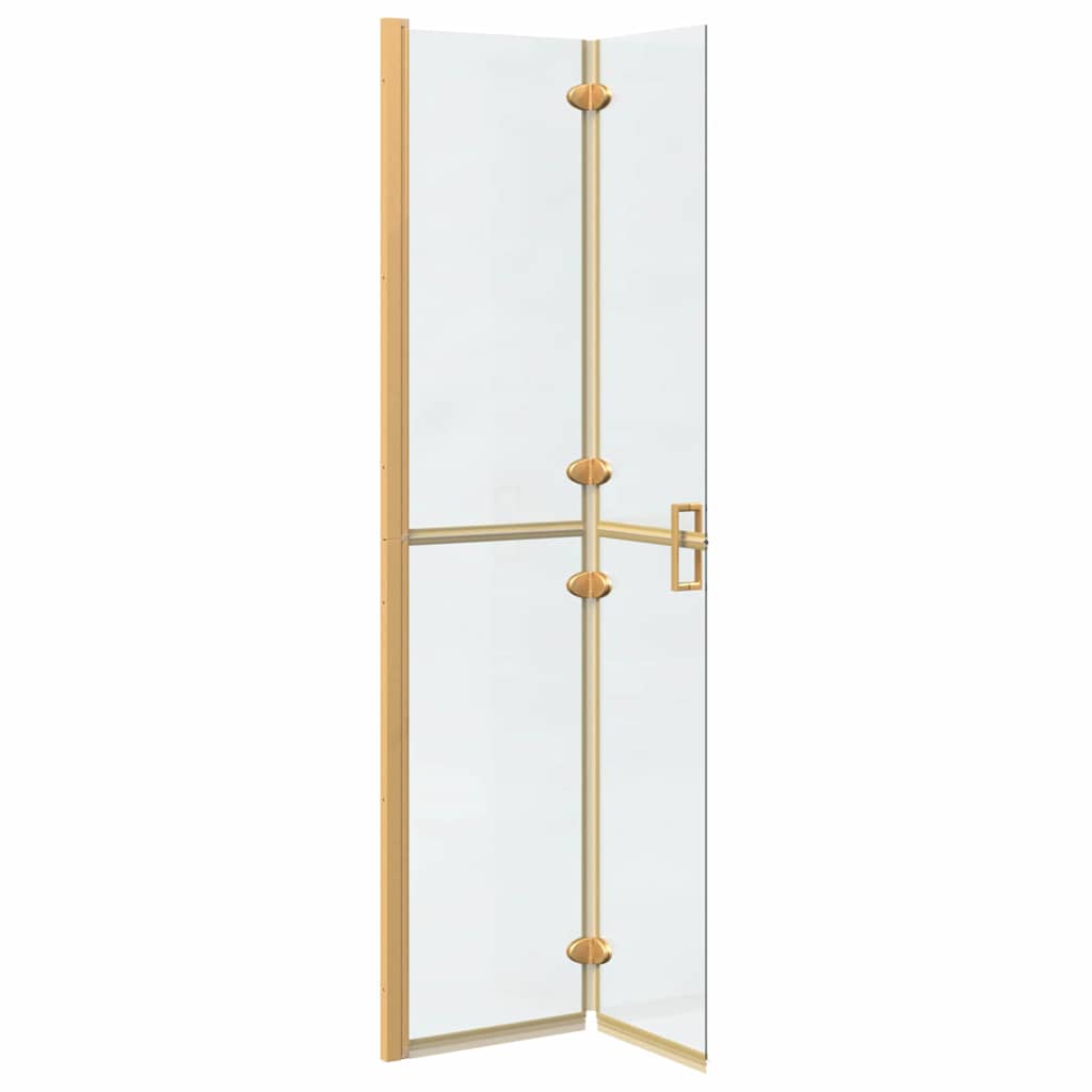 vidaXL Walk-In Shower Wall Folding Gold 80 x 6.5 x 190 cm