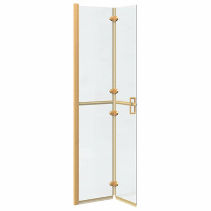vidaXL Walk-In Shower Wall Folding Gold 80 x 6.5 x 190 cm