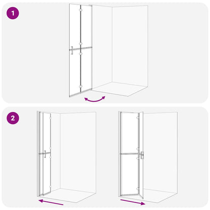 vidaXL Walk-In Shower Wall Folding Gold 80 x 6.5 x 190 cm