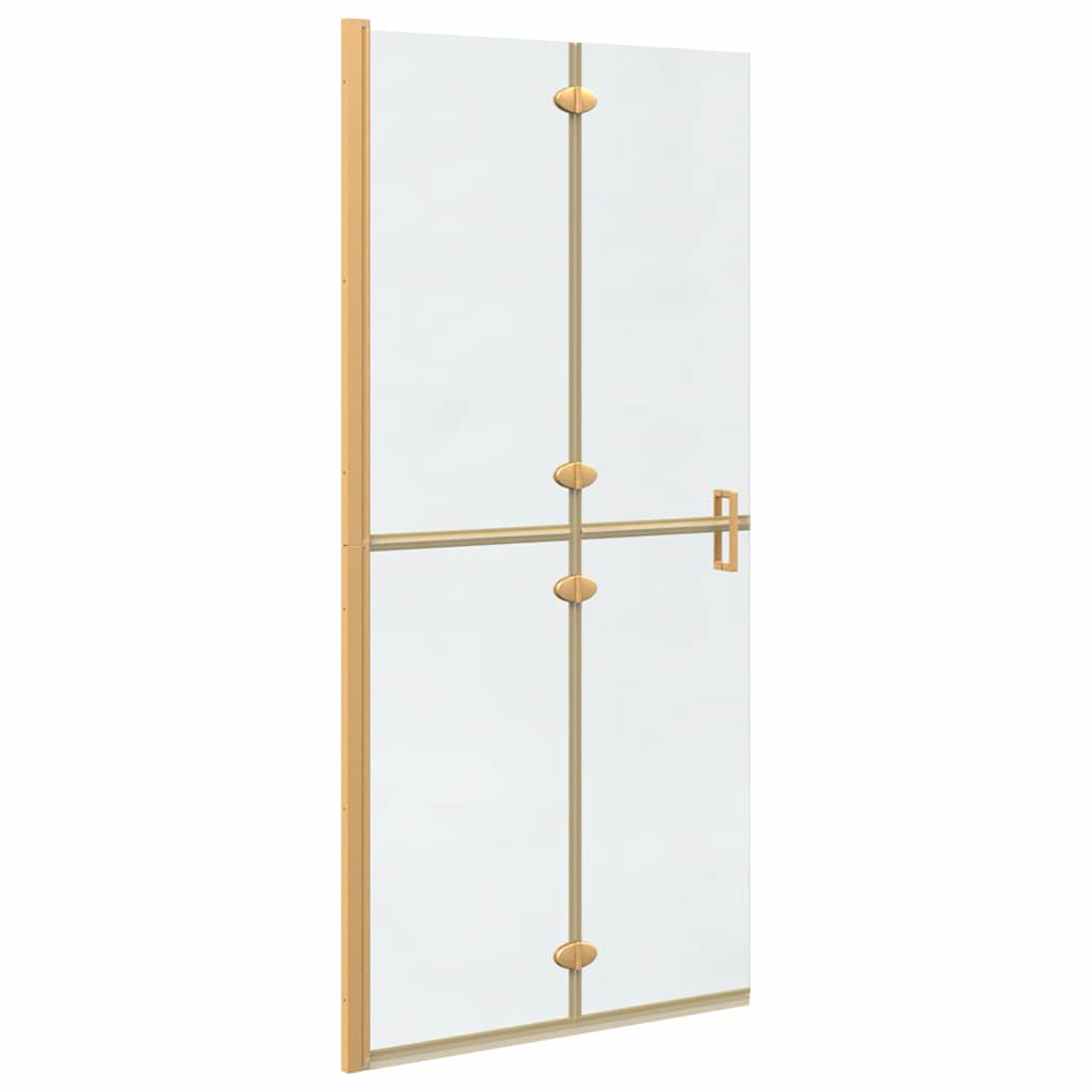 vidaXL Walk-In Shower Wall Folding Gold 90 x 6.5 x 190 cm
