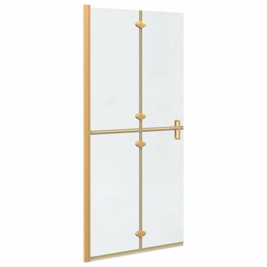 vidaXL Walk-In Shower Wall Folding Gold 90 x 6.5 x 190 cm