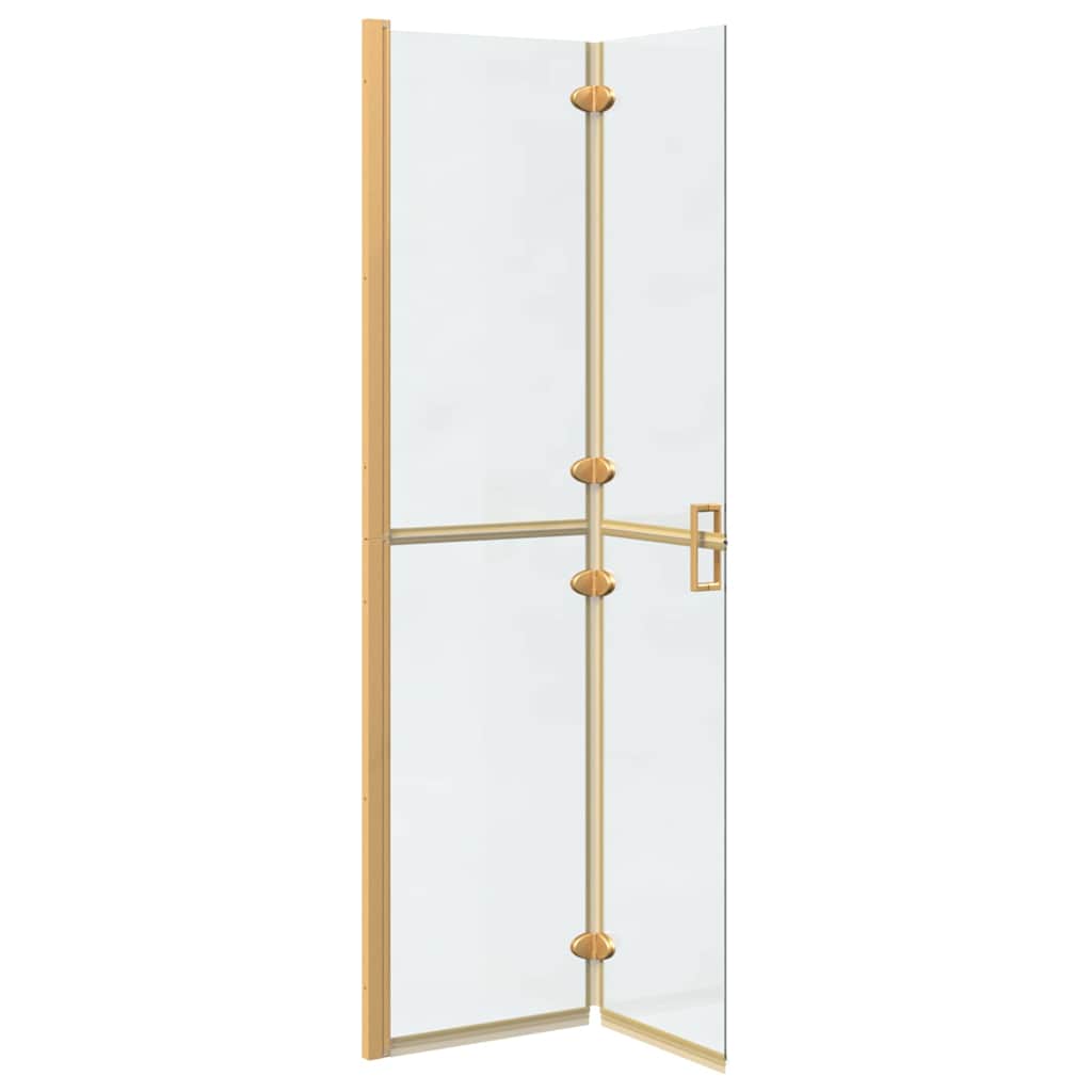 vidaXL Walk-In Shower Wall Folding Gold 90 x 6.5 x 190 cm