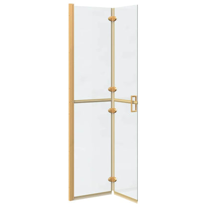 vidaXL Walk-In Shower Wall Folding Gold 90 x 6.5 x 190 cm