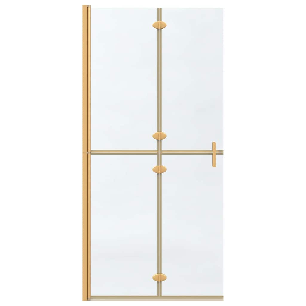 vidaXL Walk-In Shower Wall Folding Gold 90 x 6.5 x 190 cm
