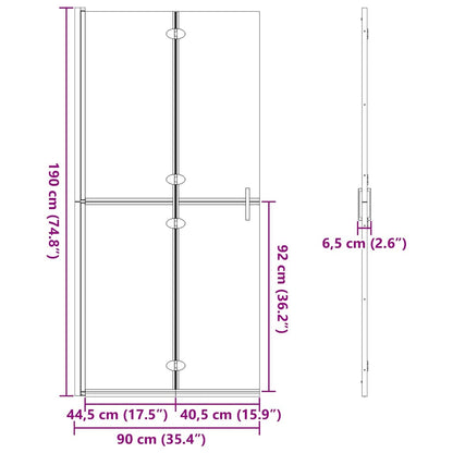 vidaXL Walk-In Shower Wall Folding Gold 90 x 6.5 x 190 cm
