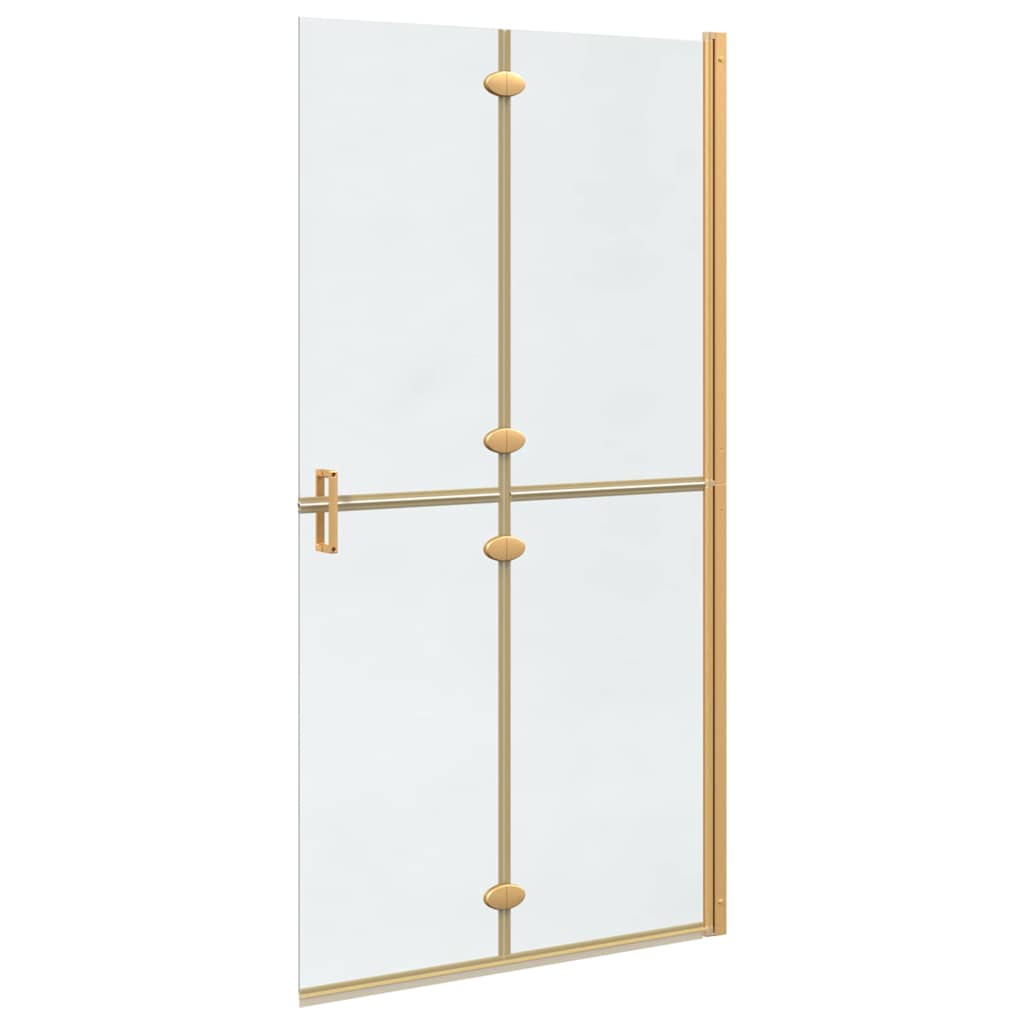 vidaXL Walk-In Shower Wall Folding Gold 100 x 6.5 x 190 cm