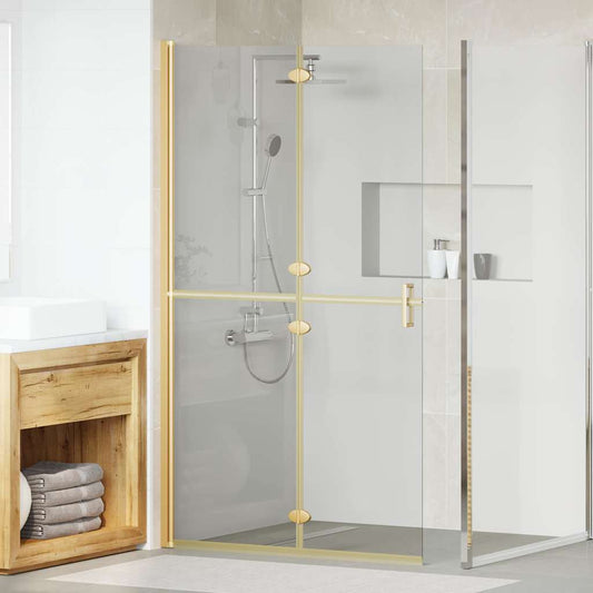 vidaXL Walk-In Shower Wall Folding Gold 110 x 6.5 x 190 cm