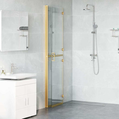 vidaXL Walk-In Shower Wall Folding Gold 110 x 6.5 x 190 cm