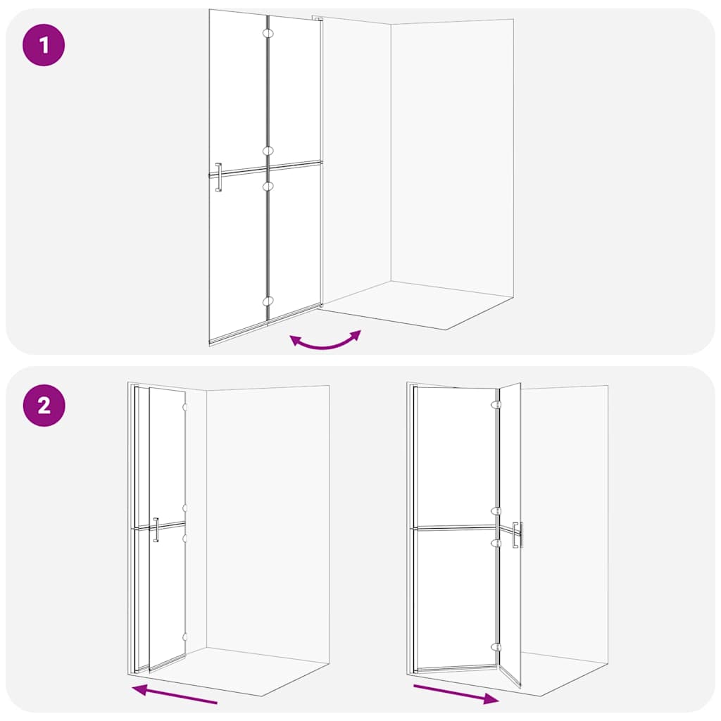 vidaXL Walk-In Shower Wall Folding Gold 110 x 6.5 x 190 cm