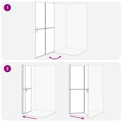 vidaXL Walk-In Shower Wall Folding Gold 110 x 6.5 x 190 cm