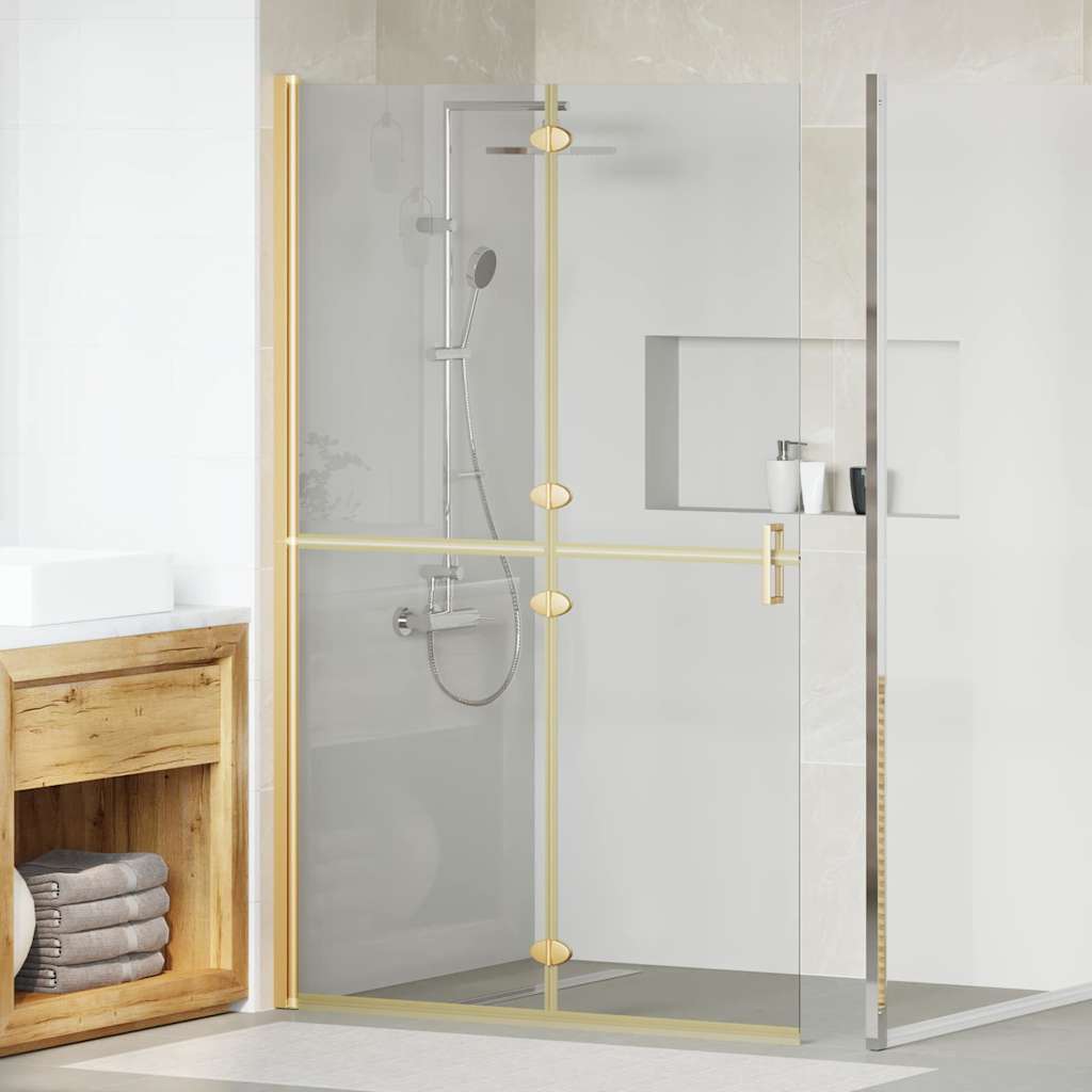 vidaXL Walk-In Shower Wall Folding Gold 120 x 6.5 x 190 cm