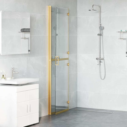 vidaXL Walk-In Shower Wall Folding Gold 120 x 6.5 x 190 cm