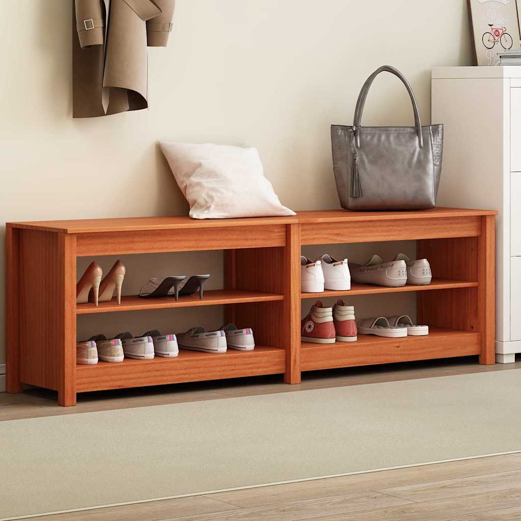 vidaXL Shoe Bench with Shelf with Storage Wax Brown 160 x 36.5 x 50 cm