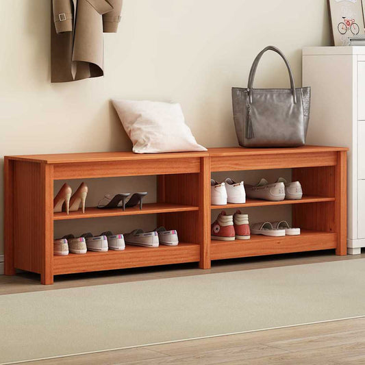 vidaXL Shoe Bench with Shelf with Storage Wax Brown 160 x 36.5 x 50 cm