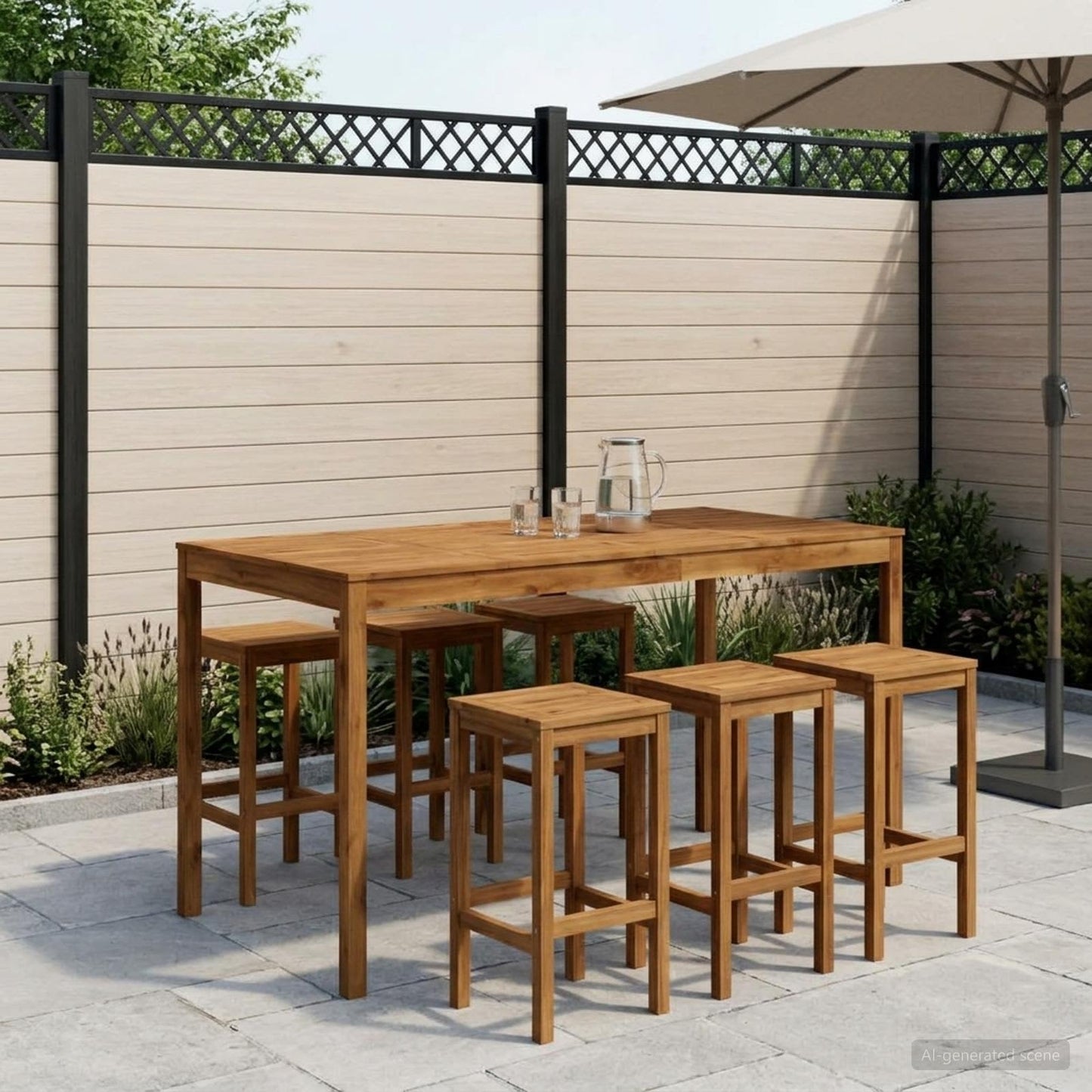 vidaXL Garden Bar Table Natural 196 x 100 x 105 cm Solid Acacia Wood