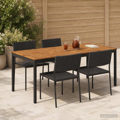 vidaXL Garden Dinner Table Natural and Black 196 x 100.5 x 75 cm