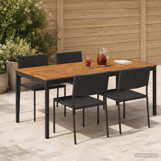 vidaXL Garden Dinner Table Natural and Black 196 x 100.5 x 75 cm