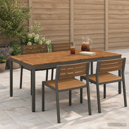 vidaXL Garden Dinner Table Natural and Coffee 196 x 100.5 x 75 cm